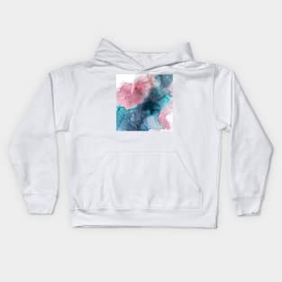 Modern watercolor trendy art Blush pink and Blue abstract Kids Hoodie